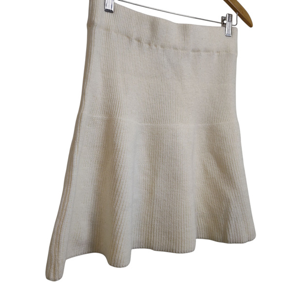 Mable Skirt Womens Large Cream Rib Knit Flare Soft Stretch Fall Preppy - Picture 5 of 13